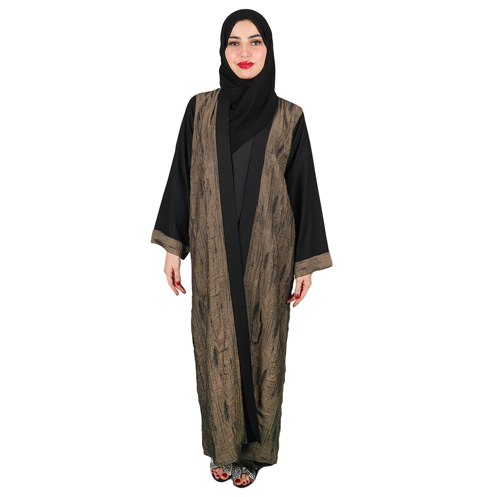 Black & Gold Crepe Abaya