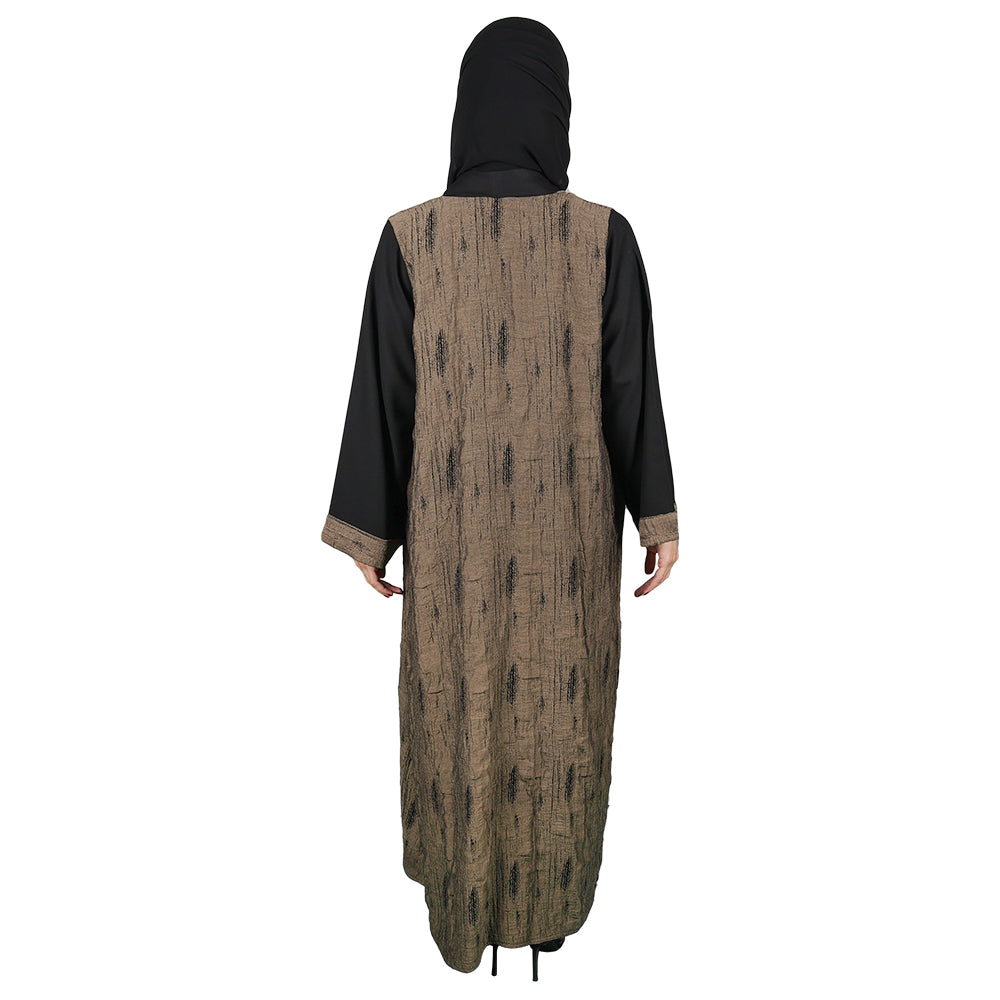 Black & Gold Crepe Abaya