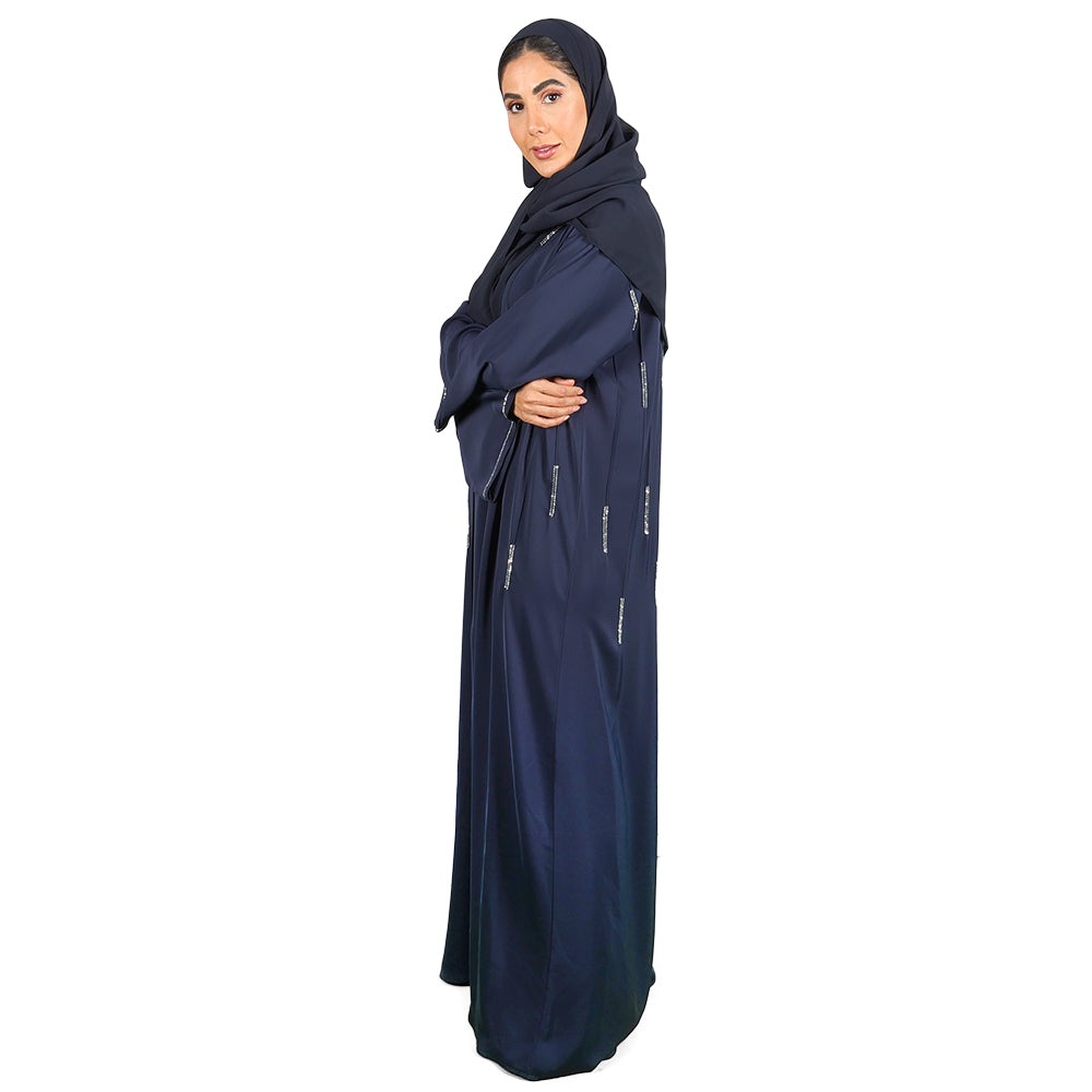 Navy Blue Abaya Embellished with shiny studs