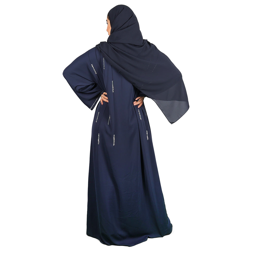 Navy Blue Abaya Embellished with shiny studs