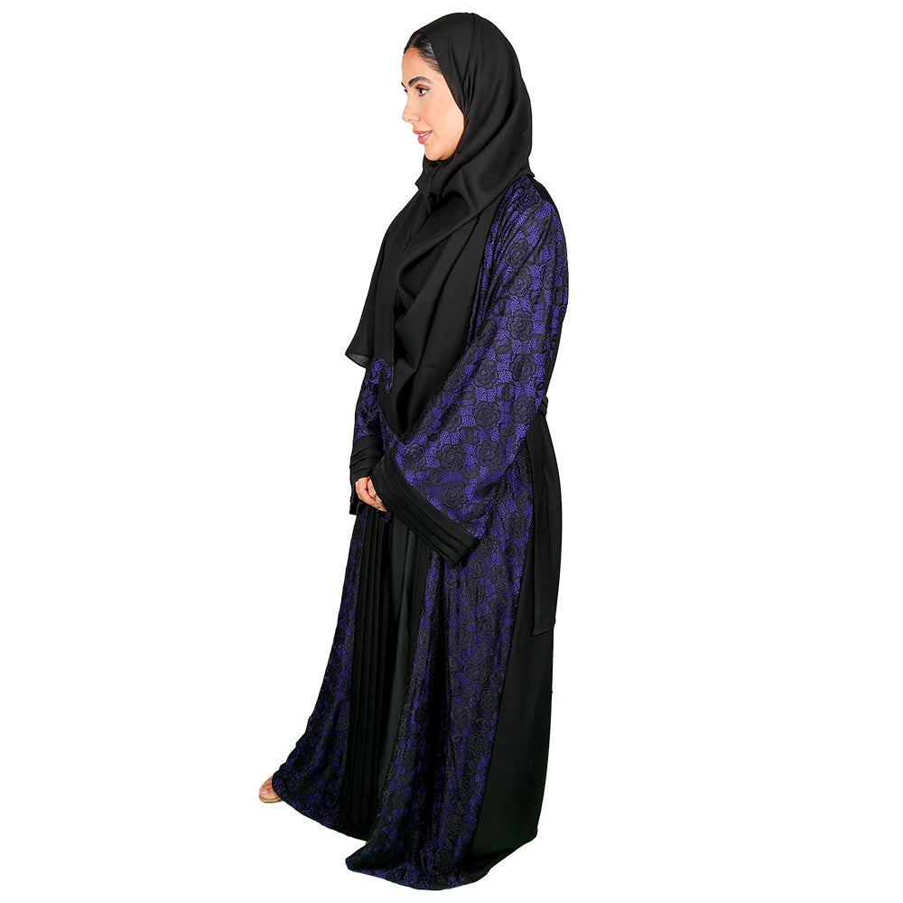 Deep Blue Flower Print Abaya