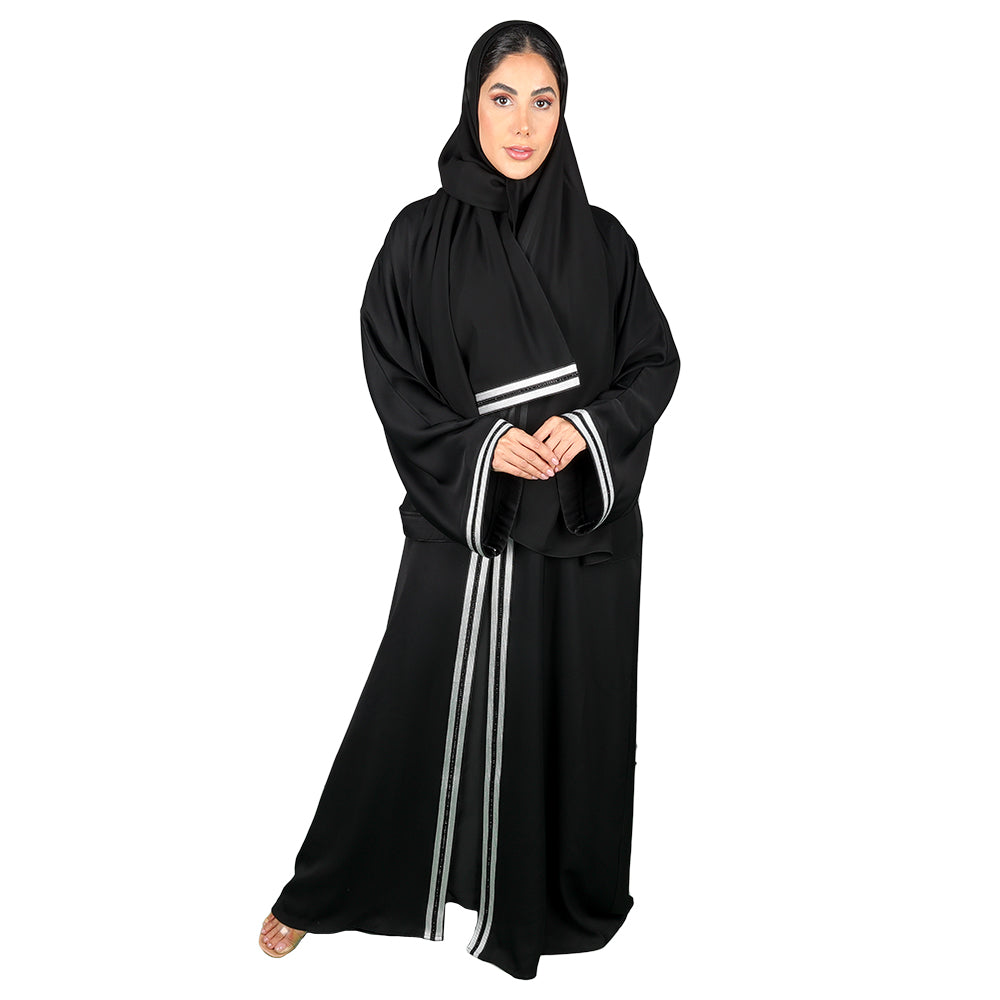 Breezy Black & White Stripes casual Abaya