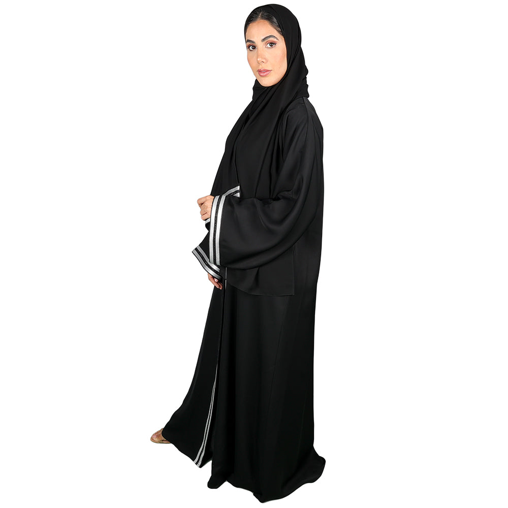 Breezy Black & White Stripes casual Abaya