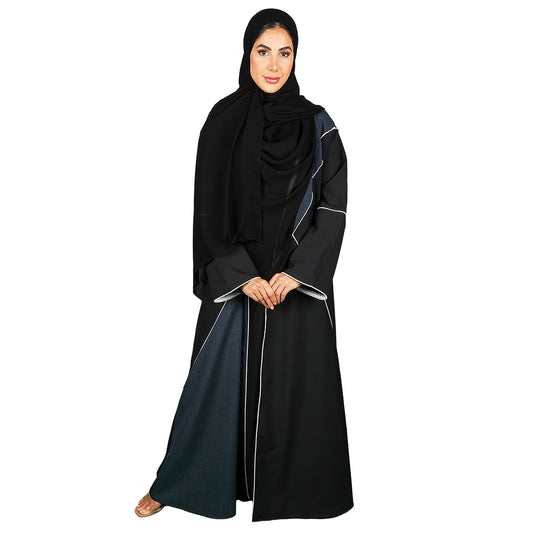 Green Emerald and Black color with white stripes Abaya