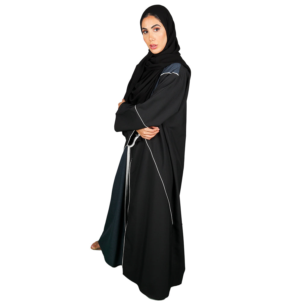 Green Emerald and Black color with white stripes Abaya